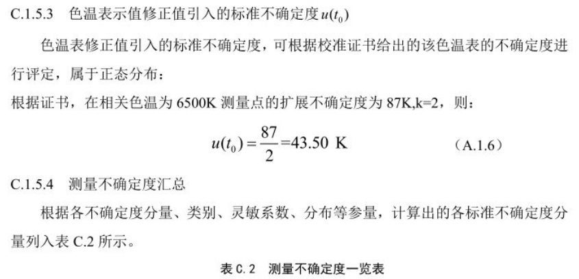 香蕉视频黄色片相關色溫測量不確定度的評定4